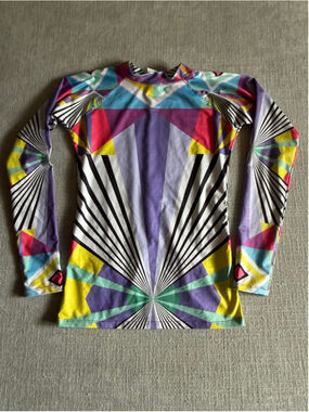 Agua Bendita vibrant colorful kaleidoscope long sleeve rash guard top medium